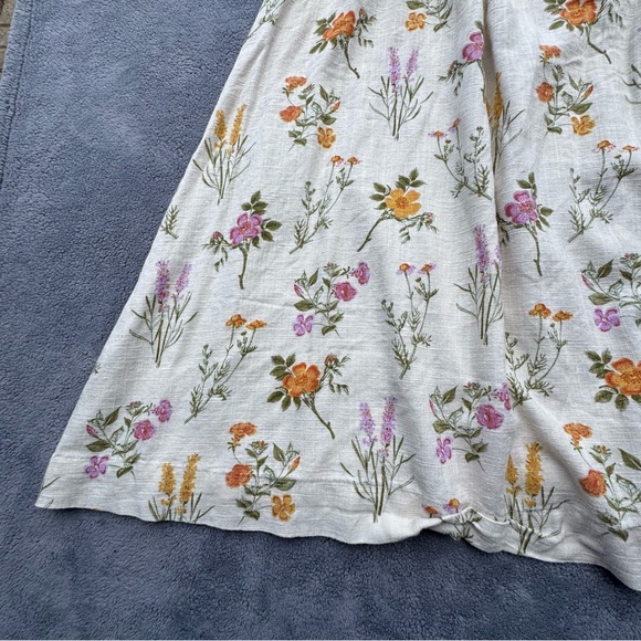 Petal & Pup Skirt Womens Small Cream Floral Midi Linen Blend Summer - Picture 4 of 12